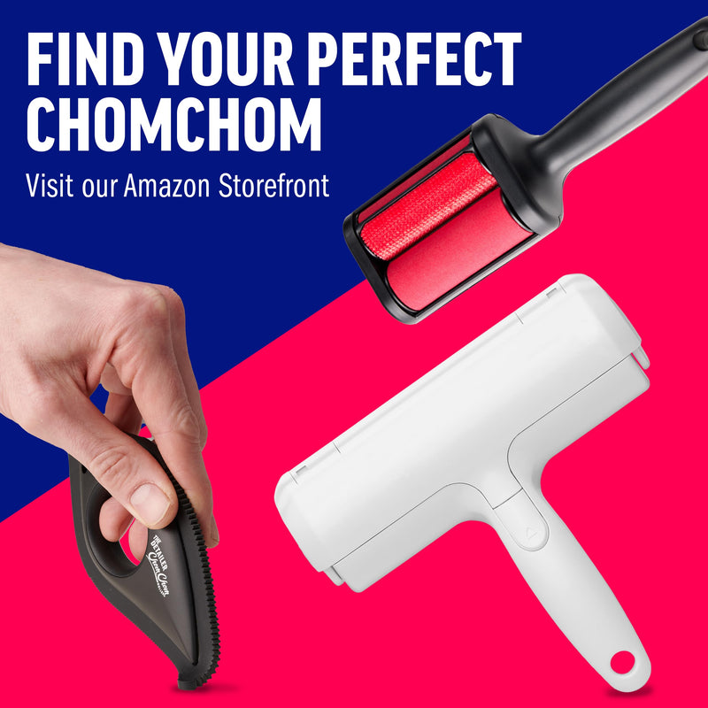 ChomChom Roller & Detailer Bundle - Pet Hair Remover and Reusable Lint Roller - ChomChom Cat and Dog Hair Remover for Furniture, Couch, Carpet, Clothing and Bedding - Multi-Surface Fur Removal Tool Black Detailer - BeesActive Australia