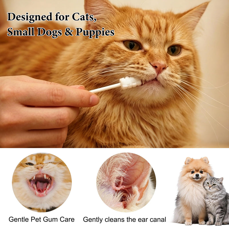 50PCS Disposable Pet Finger Toothbrush, Soft Gauze Dog Toothbrush Kit for Small Dogs, Puppies and Kittens, Pet Dental Care Teeth Cleaning Wipes for Easy Brushing Oral Care