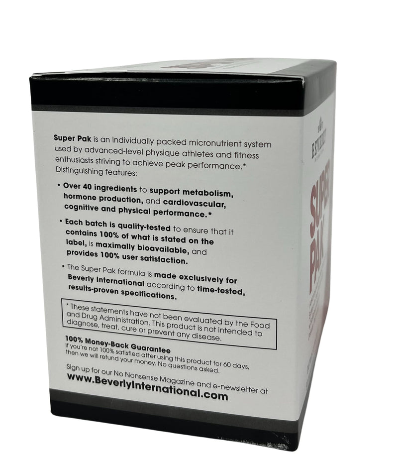 Beverly International Super Pak, 30 Packs, High-Potency Daily Multivitamin | Daily Vitamin Pack for Energy, Performance, Immune System Health, and Active Men and Women. Custom-formulated for Athletes.