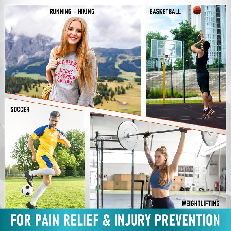 2 Pack Patella Knee Brace - Knee Support and Pain Relief, Running, Hiking, Basketball, Jumpers Knee, Tendonitis, Adjustable Strap Patellar Tendon Stabilizer (Gray) Gray (Pack Of 2) - BeesActive Australia