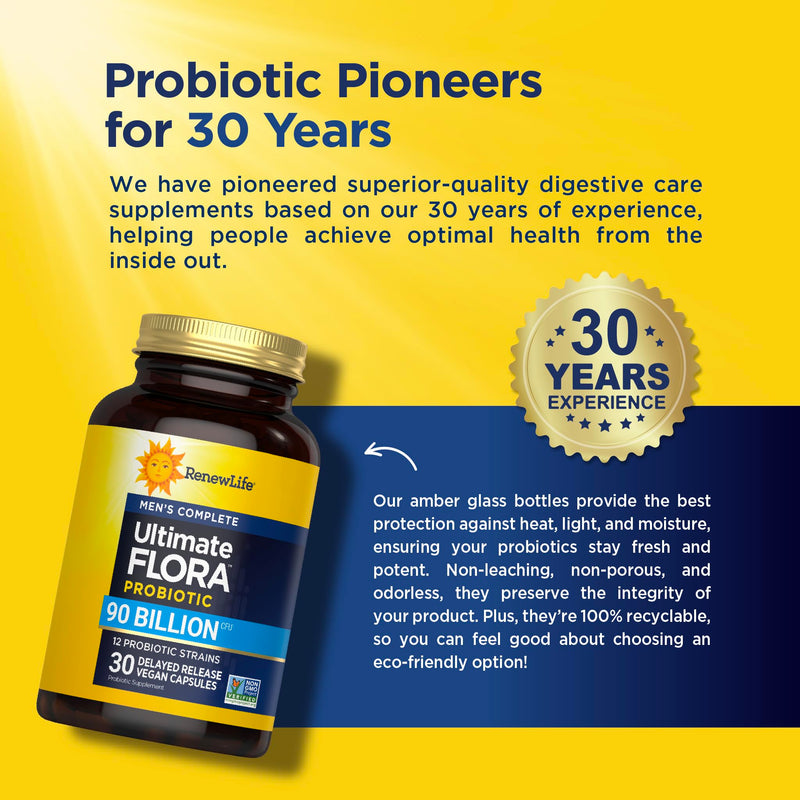 Renew Life Probiotics for Men 90 Billion CFU 30 Count (Pack of 1)