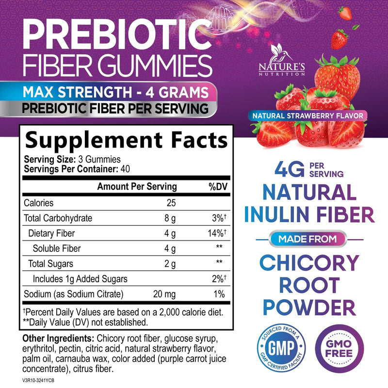 Fiber Gummies For Adults - Prebiotic Plant Based Fiber 4g Per Serving Gummy Supplement - Daily Digestive Health and Regularity Support - Gut Support Gummy Plant Based Digestion Support - 120 Gummies 120 Count (Pack of 1)