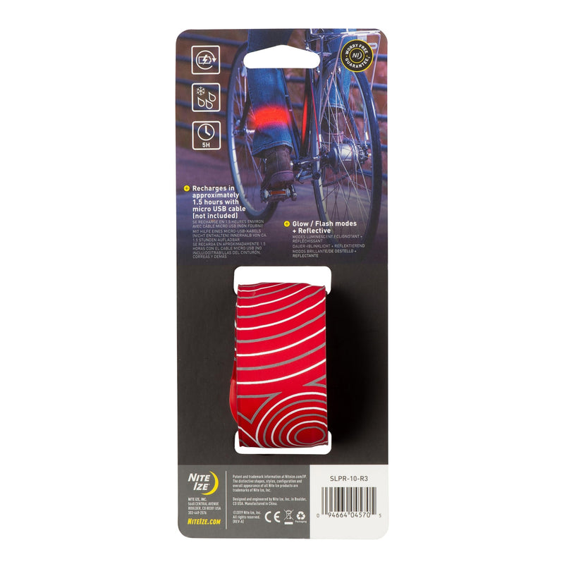 Nite Ize SlapLit Rechargeable LED Slap Wrap - Light-Up Slap Band for Wrists or Ankles - Wristband with LED Light for Nighttime Visibility - Running, Biking, Hiking & More - Red with Red LED