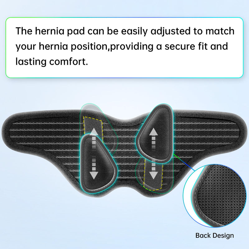 Hernia Belt for Men - Adjustable Support Brace, Comfortable & Breathable Design, Ideal for Single/Double Inguinal Hernia Pain Relief, Discreet Wear for Everyday Use (Black, Medium) Black