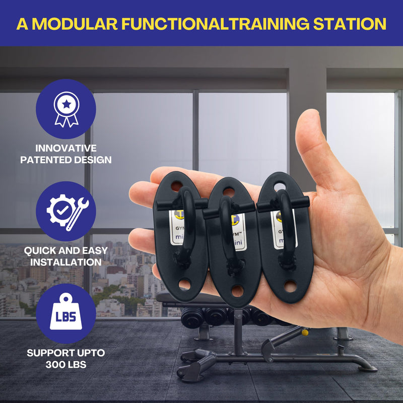 Anchor Gym Mini H1 - Resistance Band Wall Anchors for Home Workouts | Wall Mount Anchor for Resistance Bands, Stretch Straps & Suspension Trainers Black - BeesActive Australia
