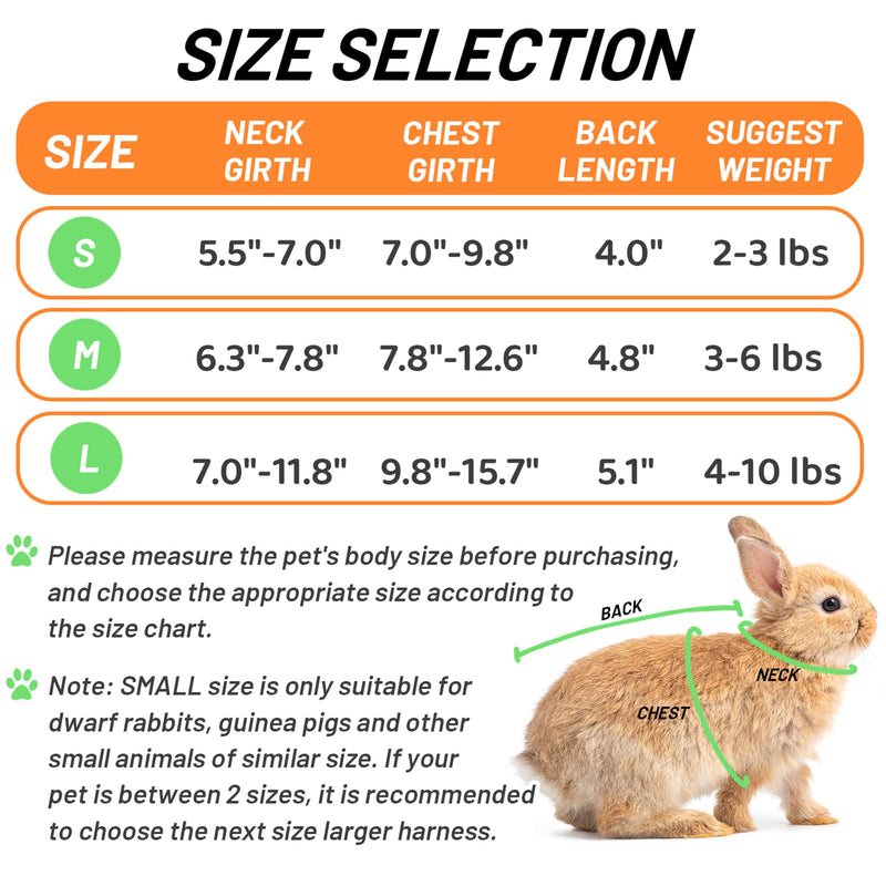 Rabbit Harness and Leash for Walking Escape Proof - Cute Carrot Pattern Mesh Breathable Bunny Vest Harness Outdoor Camping Hiking Training - Also Suit for Ferret Kitten Puppy Small Animals S (neck:5.5"-7" chest:7"-9.8") Yellow - BeesActive Australia