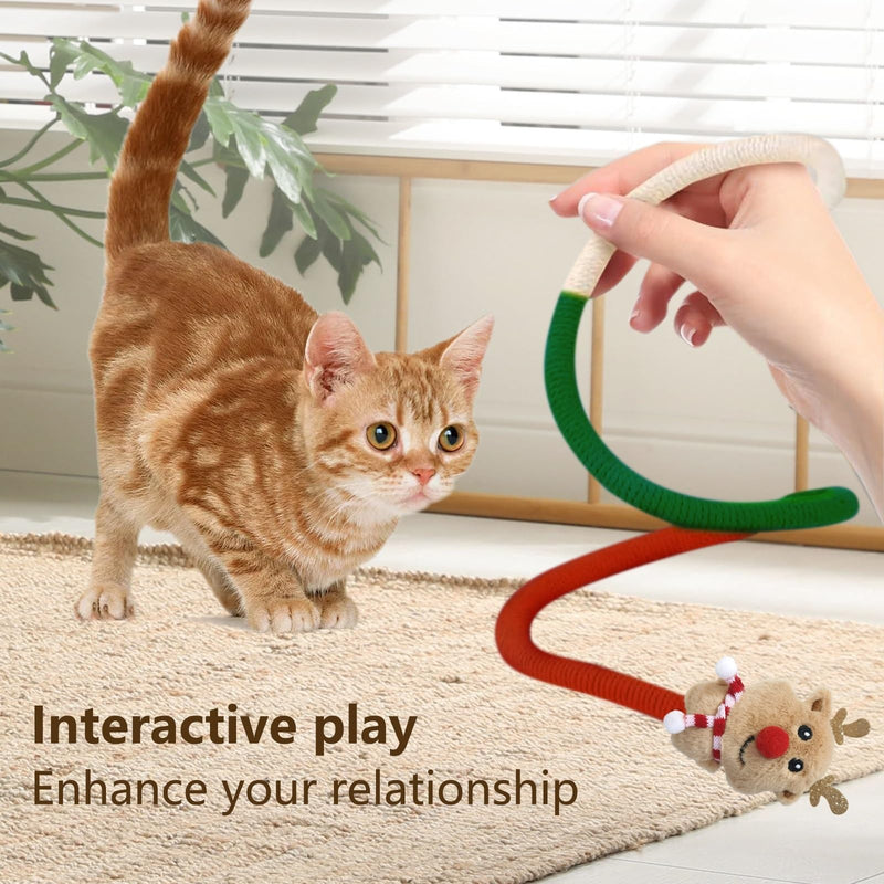 Christmas Cat Catnip Toys, Cotton Rope Cat Toys, Dental Chew Toys for Indoor Cats, Teeth Cleaning Toys for Kitten, Anxiety Relieving Catnip Toy for Cats (26.38 inches) 26.38 inches - BeesActive Australia