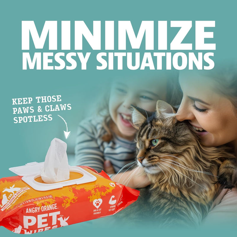 ANGRY ORANGE Pet Wipes for Dogs and Cats - Unscented and Gentle - 80 Count - 1 Pack - BeesActive Australia