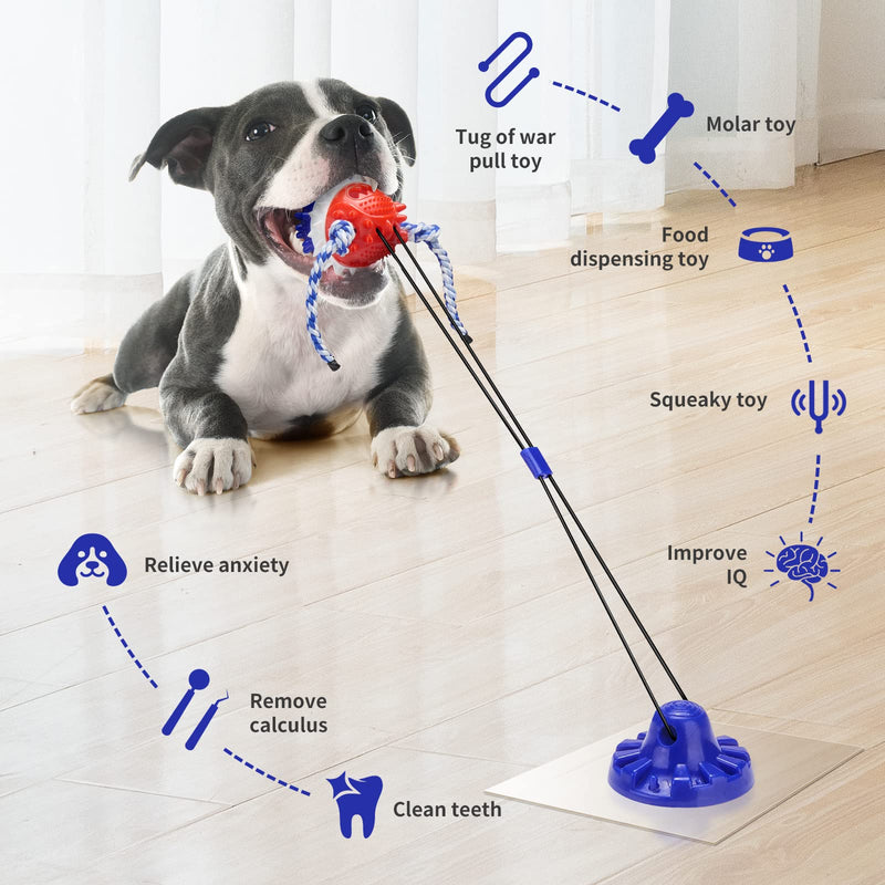 Dog Toys for Aggressive Chewers Interactive Dog Toys, Suction Cup Dog Toy Tug of War Indestructible, Dog Puzzle Toys Treat Food Dispensing Ball, Dog Enrichment Toys - BeesActive Australia