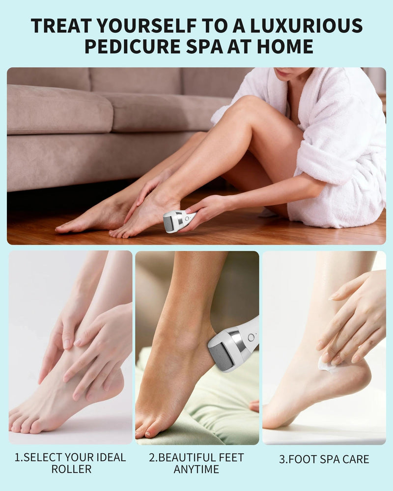 Electric Foot Callus Remover, Rechargeable Foot Care Tool with 3 Speed Settings, Waterproof Foot File, Portable Foot Dead Skin Remover, Smooth Heels, Home or Travel Spa Foot Care - BeesActive Australia