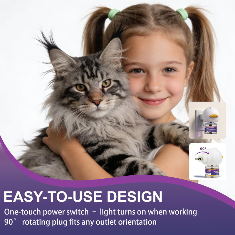 Cat Calming Pheromone Diffuser, Cat Anxiety Relief Diffuser Plug in Calmer with 2 Diffusers & 4 Refills, Reduce Cat Anxiety, Cat Fighting, Urine Marking, Scratching & Stress 48ml/Bottle for All Cats Blue