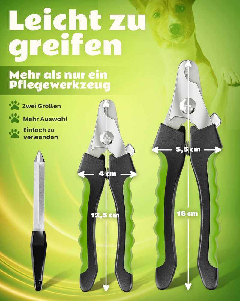 NUNBELLPET® Claw Scissors for Dogs and Cats - Professional Claw Trimmer, Nail Scissors for Small Animals, Safe Claw Clippers with Protection, Ideal for Fur and Claw Care (Green, S) Green - BeesActive Australia