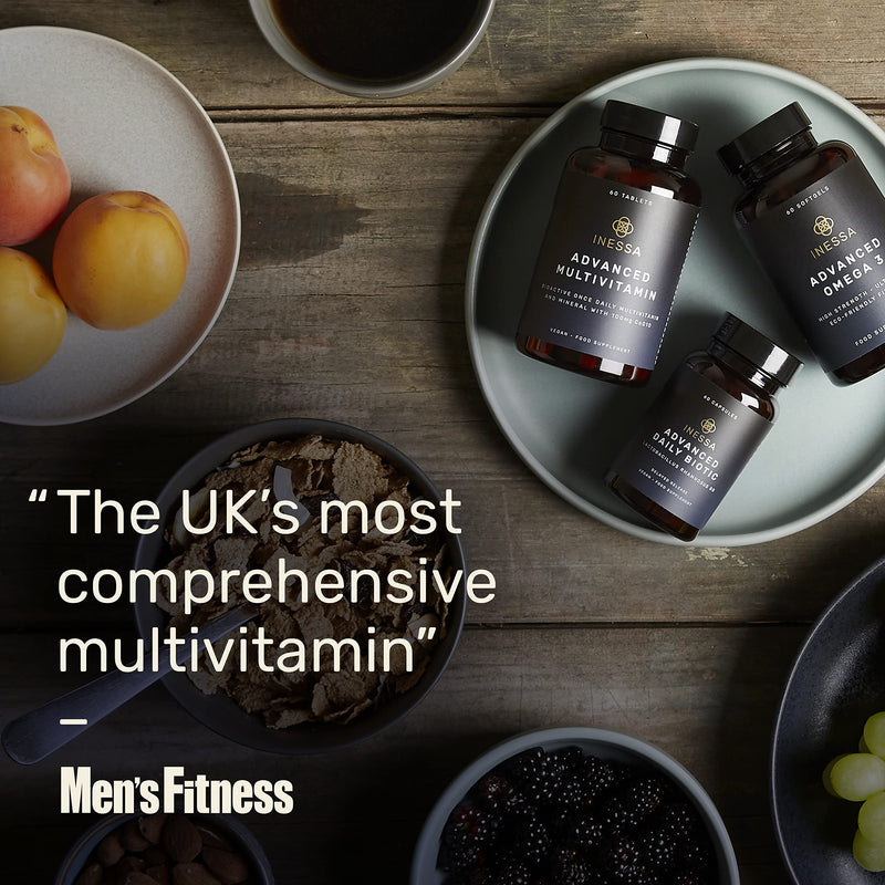Inessa Advanced Multivitamin for Men & Women - Methylated, 60 Tablets | One tablet a day covers the lot, in the active forms your body can use straight away. With CoQ10, D3 and K2.