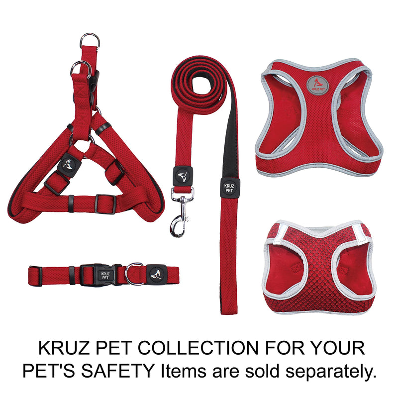 Kruz Premier 5ft Dog Mesh Leash - KZA1160-14M/L - Lightweight, Breathable, Comfort Puffy Mesh Leash - Secure Dual-Layered Tangle-Free Mesh Lead for Dog Walking, Running, Training - Red - 1" x 5 FT Large: 1" x 5 FT - BeesActive Australia
