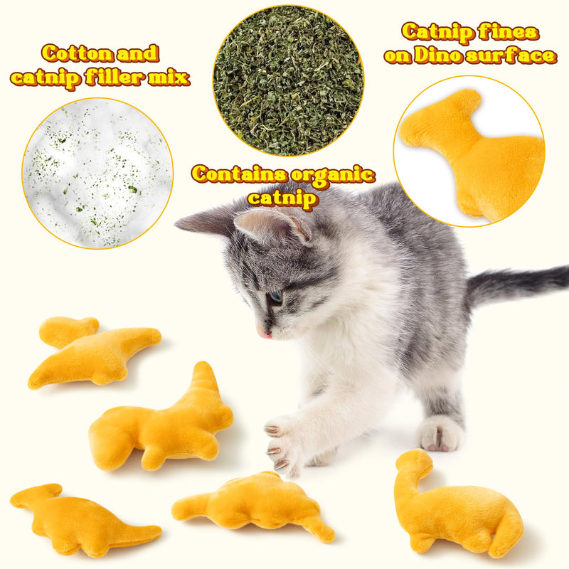 MALLMALL6 Catnip Toys for Cat - 5Pcs Dino Nuggets Cat Toys, Dinosaur Chicken Nugget Catmint Interactive Gift for Indoor Cats, Plush Golden Cat Supplies, Chew Cat Toy Set, Cute Pet Gifts for Cat Lover - BeesActive Australia