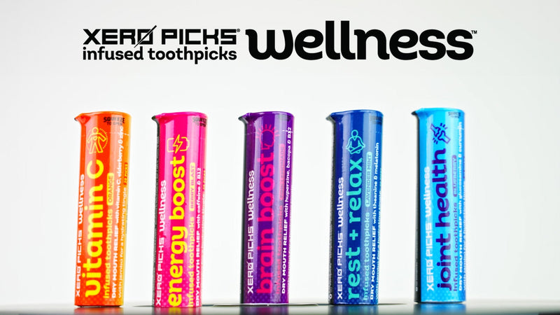 Xero Picks Wellness Flavored Toothpicks - Brain Boost, Immunity, Rest & Relax, Joint Health, and Energy Boost - 100 Picks (Variety, 5 Pack) Kosher - Sugar Free VARIETY 100 Count (Pack of 1)