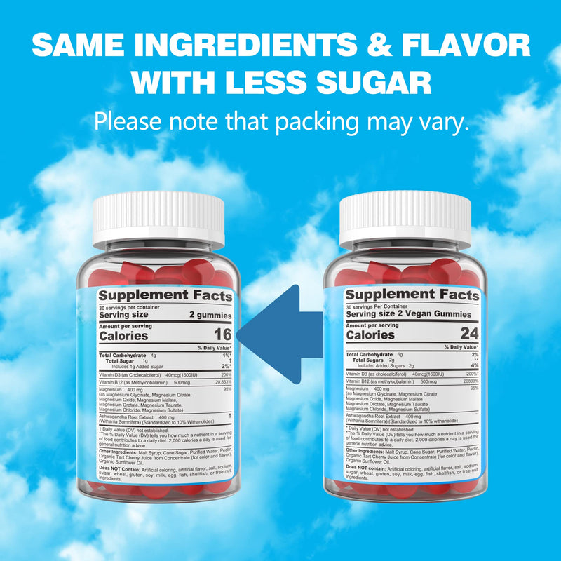 Magnesium Glycinate Complex Gummies 400mg + Ashwagandha | 8 Forms, 120Cts | Magnesium Supplement with Glycinate, Citrate, Malate & More, plus Vitamin D3 & B12, Supports Calm, Zzz & Mood, Vegan. 60 Count (Pack of 2)