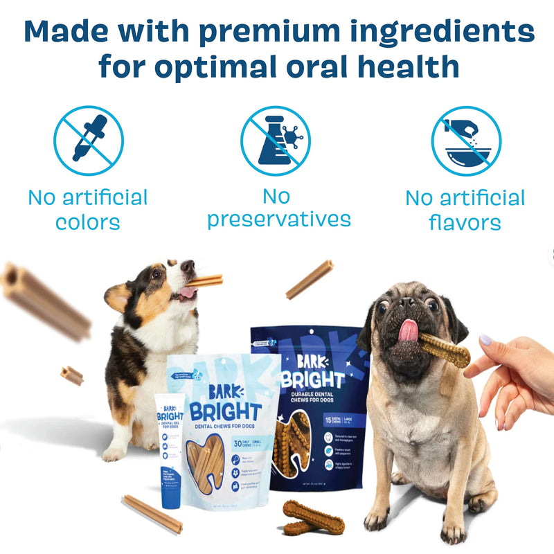 Bark Bright Durable Dog Dental Kit for Tough Chewers - 15 Chew Sticks & Toothpaste - Medium Breeds - PawsPlanet Australia