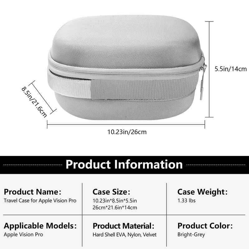 Hard Travel Case for Apple Vision Pro, Apple VR Vision Pro Accessories Bundle Set with Compact Carrying Case, Battery Holder, 100W Fast Charging Cable, and Various Accessory Practical Kit, Gray - BeesActive Australia