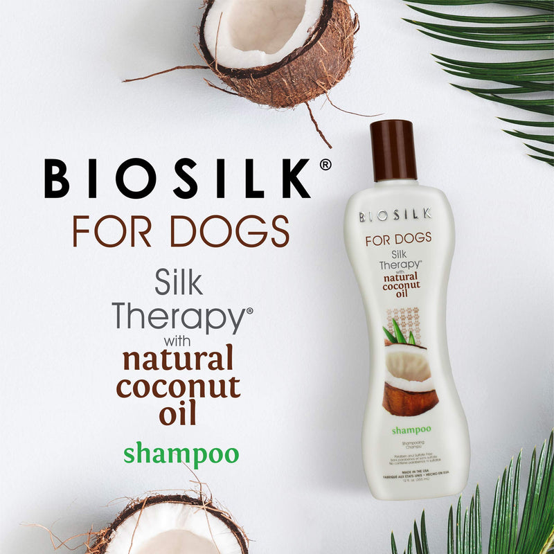 BioSilk for Dogs Silk Therapy Shampoo with Natural Coconut Oil | Coconut Dog Shampoo, Sulfate and Paraben Free Natural Shampoo for Dogs, 12 Fl Oz Made in The USA,Beige 12 Fl Oz (Pack of 1) - PawsPlanet Australia