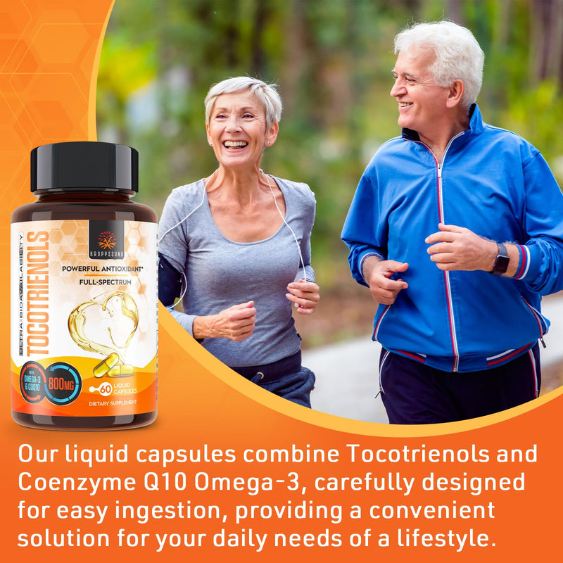 Tocotrienols 800mg Supplement | Rich in Vitamin E Tocotrienols, Cardiovascular, Antioxidant, Cellular Energy Production - 60 Liquid Capsules Unflavored 60 Count (Pack of 1) - BeesActive Australia