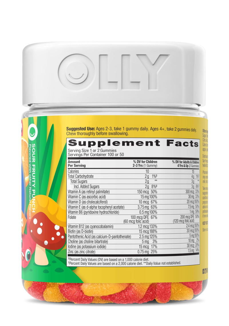 OLLY Kids Multi Gummy Worms, Overall Wellness & Immune Support - 100 Count Bottle 100 Count (Pack of 1)