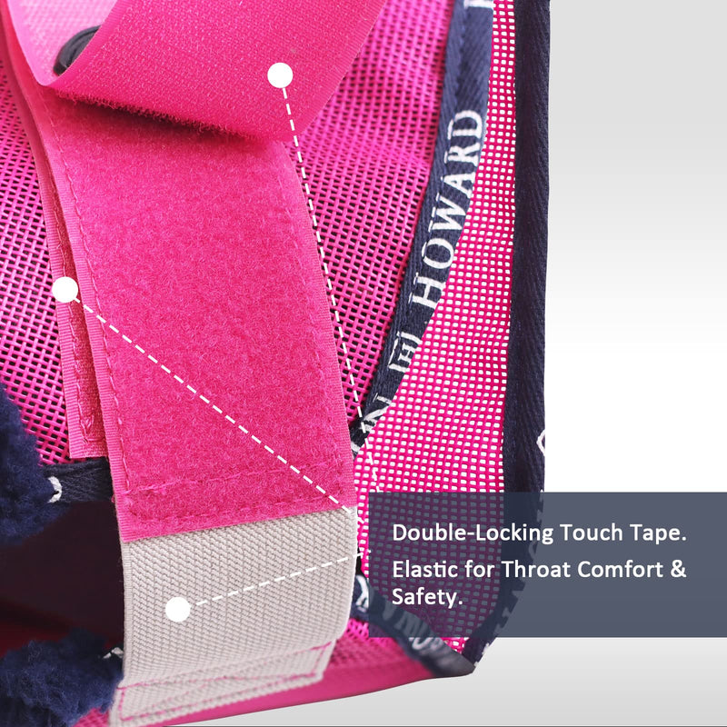 Harrison Howard All Round Mesh Horse Fly Mask UV Protective with Fleece Padded Edging Magenta L Full (Large) - BeesActive Australia