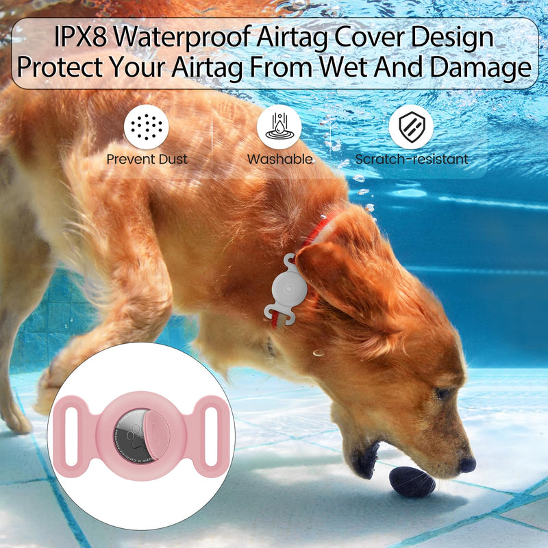 Airtag Dog Collar Holder IPX8 Waterproof [2 Pack] Silicone GPS Tracker Case Anti-Lost Protective Apple Air Tag Cover for Cat Collar Suitable for Collar Width: 0.8~1 inch ((2 Pack) Black) (2 Pack) Black - BeesActive Australia