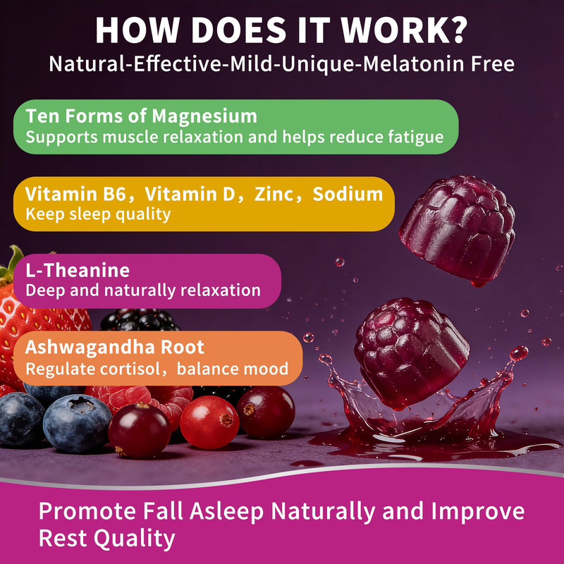 2 Packs-Magnesium Complex Gummies for Women Men，16 in 1 Magnesium supplement Gummy with Bisglycinate Citrate Malate Taurate - Ashwagandha, L-Theanine for Relaxation, Sleep, Muscle&Heart Support, Berry 60 Count (Pack of 2)