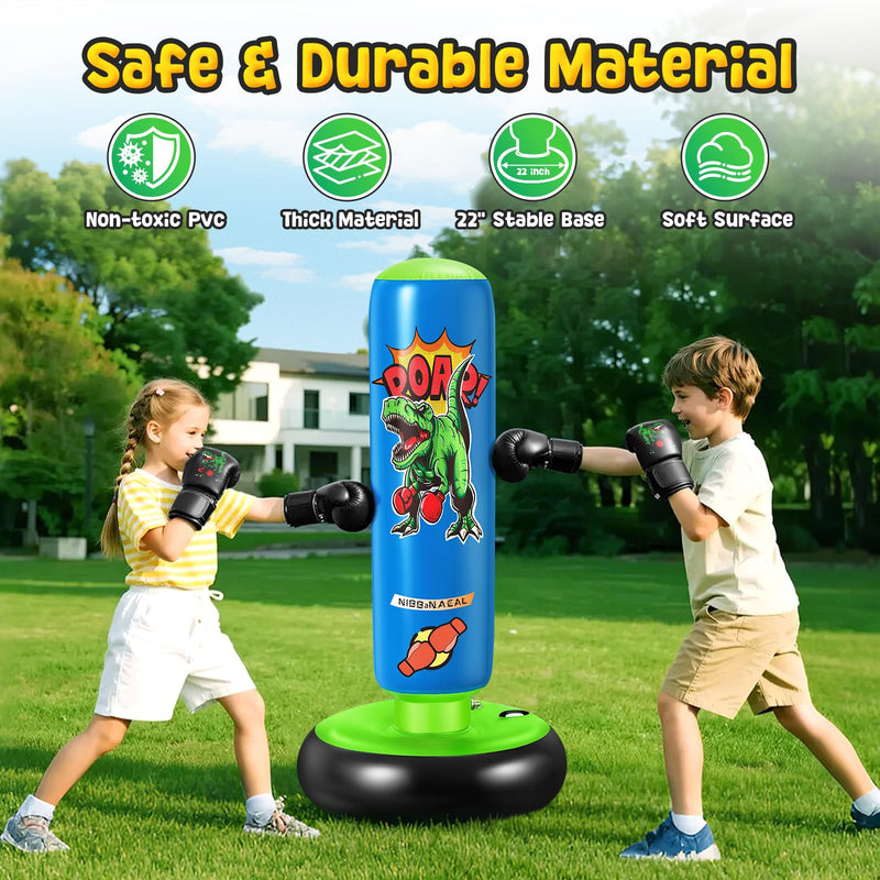 Punching Bag for Kids, 47" Stable Inflatable Boxing Bag for Ages 3-6, Dinosaur Punching Bag Toy & Gifts for Boys and Girls with Gloves, Kids Boxing Set for Practicing Karate and Taekwondo - BeesActive Australia