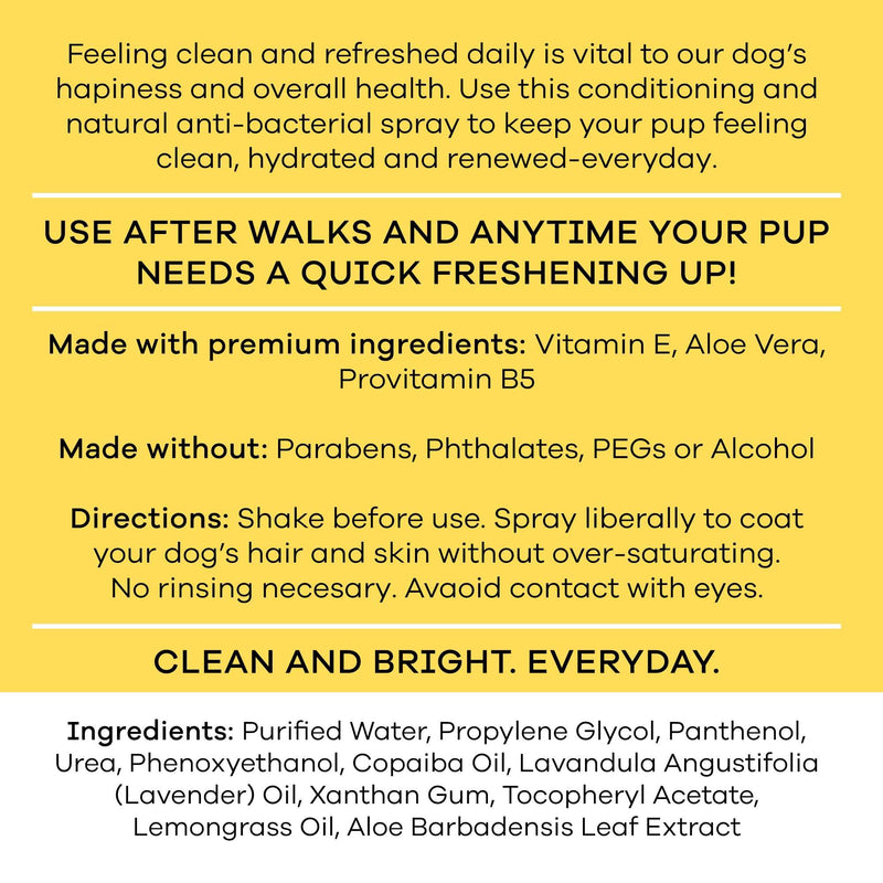 Cleansing Hair and Body Spray for Dogs - 5.1 Fl Oz of Dog Deodorizing Spray Long Lasting Formula - Everyday Body Spray with Aloe, Lemongrass Oil, and More - Made in The USA - BeesActive Australia