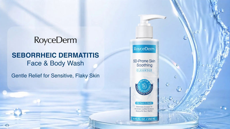 Roycederm Seborrheic Dermatitis Face & Body Wash - Foaming Daily Face Wash for SD-Prone and Psoriasis-Prone, Oily, Flaky, Redness-Prone and Sensitive Skin - Fragrance-Free, 8.45 Fl Oz