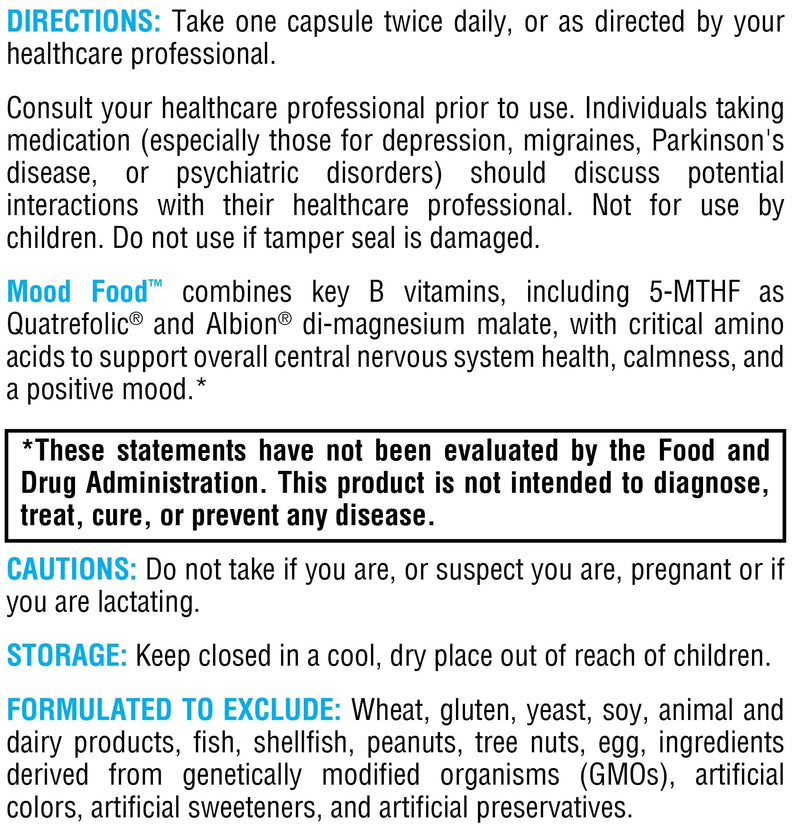 XYMOGEN Mood Food, 60 Capsules | Supports Relaxation and Healthy Mindset, Serotonin Support Complex for Nervous System Health, Active Folate and 5-MTHF