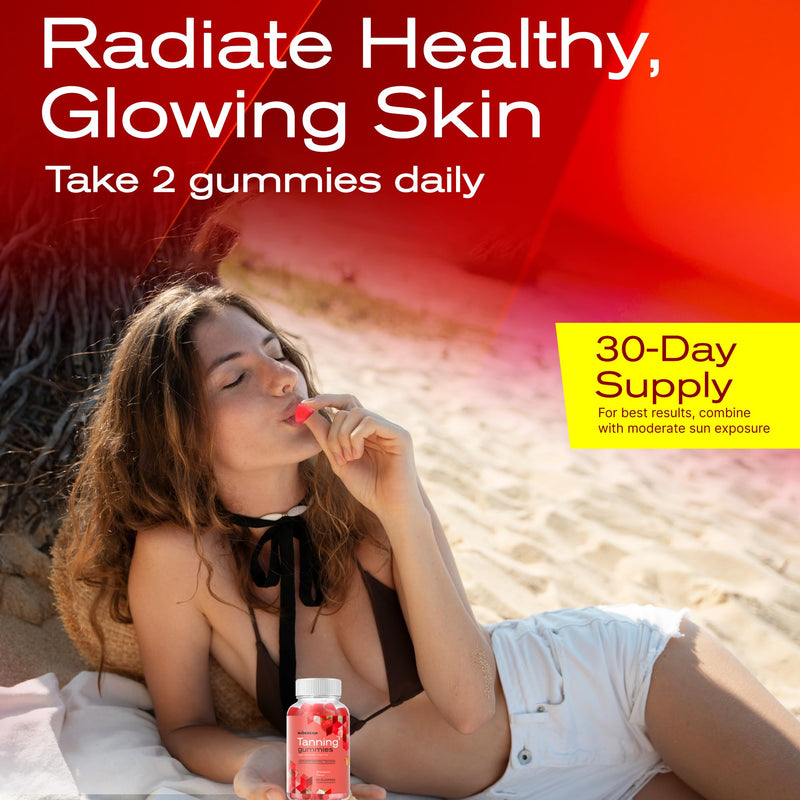 musebeam Tanning Gummies for Women - Daily Self Tan Chews Without Sun | Sunless Tan Skin Health Glow Up Sugar Free Vegan Oral Melanin Supplement with Beta Carotene Astaxanthin Lycopene 60 Count (Pack of 1)