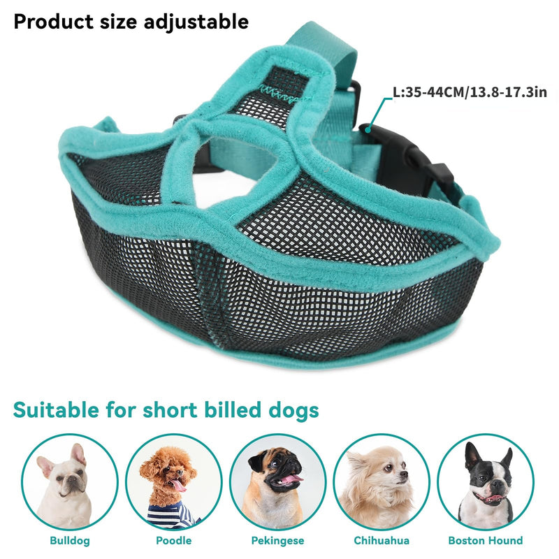 Muzzle for dogs, dog muzzle with short snout, mesh adjustable muzzle French bulldog, breathable short snout anti-bite bulldog for anti-biting, anti-bark licking L - BeesActive Australia