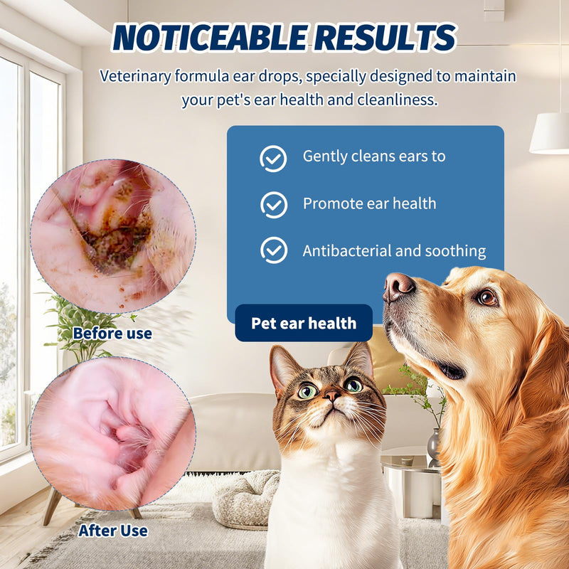 120ml Dog Ear Cleaner Drops,Ear Drops for Dogs and Cats,Soothe Pet Discomfort,Gentle Remove Wax,Stains and Dirt,Odour Control