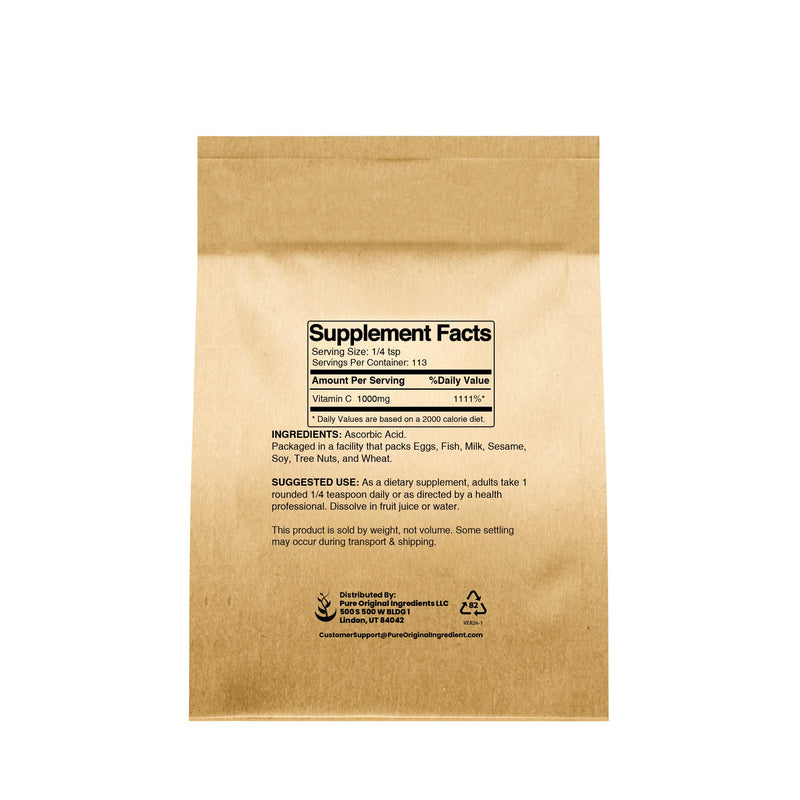 Pure Original Ingredients, Vitamin C Powder, 4 Oz | For supplement use and homemade skincare products 4 Ounce (Pack of 1)