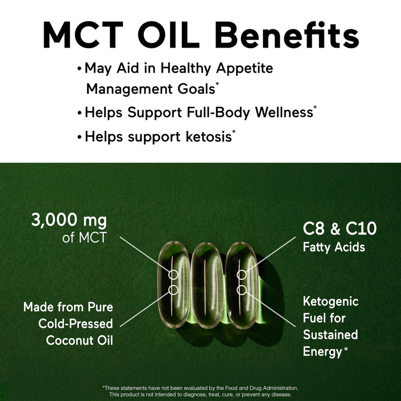 SMARTERNUTRITION MCT Oil Capsules C8 and C10 - Ketogenic Fuel for Brain & Body, Sustained Energy - from Cold-Pressed Coconut, Palm & Gluten-Free, Non-GMO - 90 Count - 30-Day Supply 90 Count (Pack of 1)