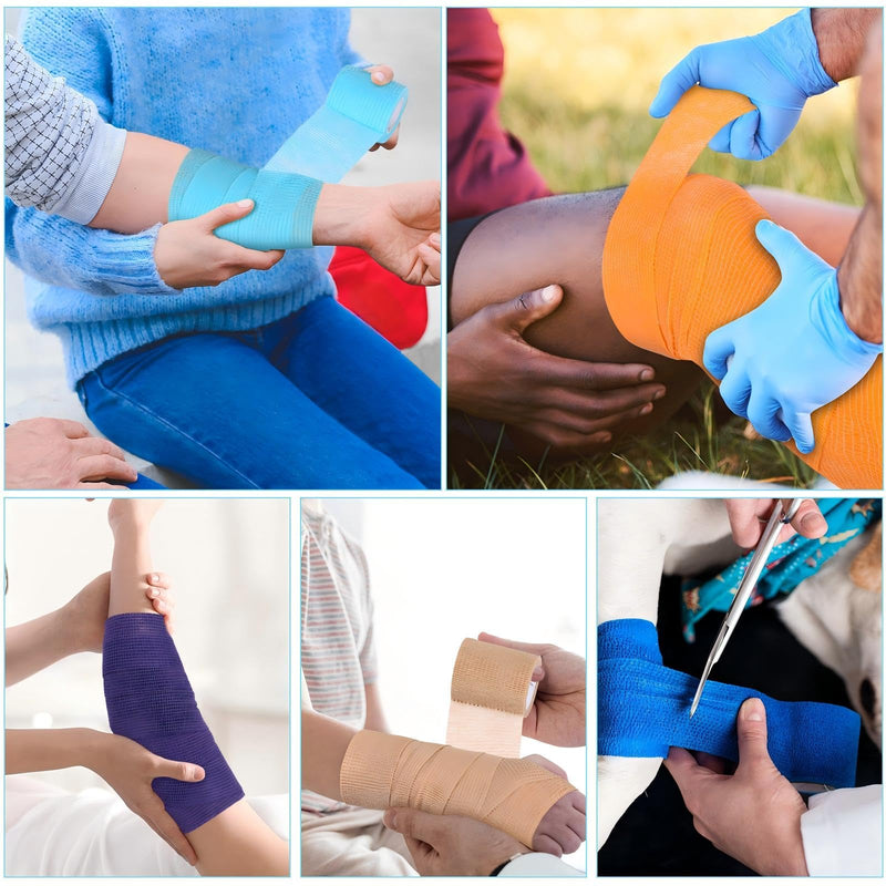 Treela 36 Pcs Self Adherent Bandage 2" X 5 Yard Wrap Breathable Cohesive Bandage Elastic Adhesive Tape for Stretch Athletic Sports Wrist Ankle(Colorful) Colorful - BeesActive Australia