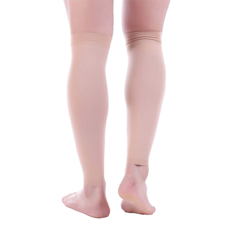 Doc Miller Compression Calf Sleeve for Men & Women, Premium Medical Grade, 15-20mmHg Graduated Support for Running, Calf Tear, Shin Splints, Knee High, Calf Sleeves, 1 Pair Skin/Nude Large - BeesActive Australia