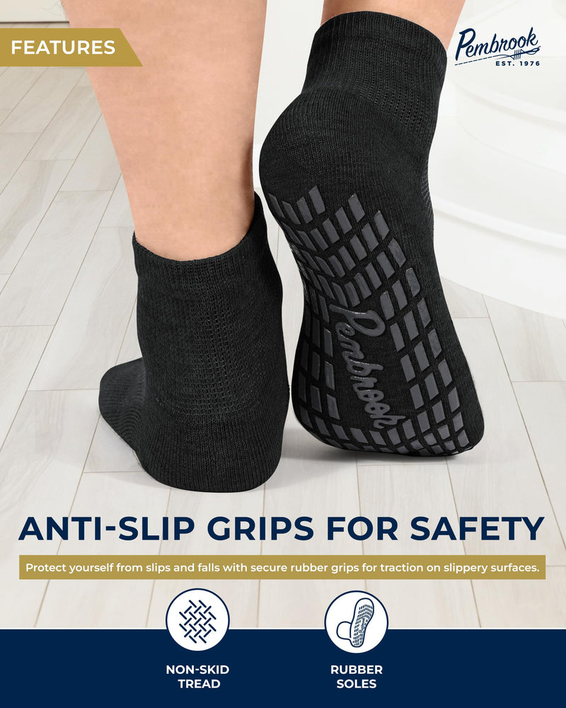 Pembrook 6 Pairs Diabetic Ankle Socks for Men & Women with Grips - 12 Colors Neuropathy Socks for Men | Non Slip | Edema Bright Colors & Neutrals Pack - 6 Pairs Large - BeesActive Australia
