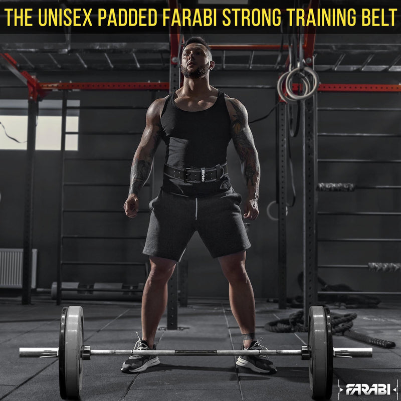 Farabi Sports Powerlifting Belt 100% Genuine Leather Weight Lifting Belt 4" wide Gym Belt Men and Women Weightlifting Belt for Gym Training Bodybuilding and Workout belt Black Small