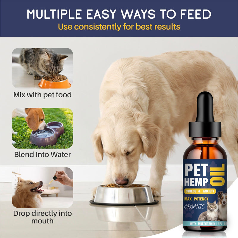 Hemp Oil for Dogs and Cats - 3 Pack Max Potency Organic Helps with Аnxiеty, Calming, Pain Relief, Hip Joint, Arthritis, Seizures Fast Results Supplement for Small & Large Pets with Omega 3-6-9 Oil
