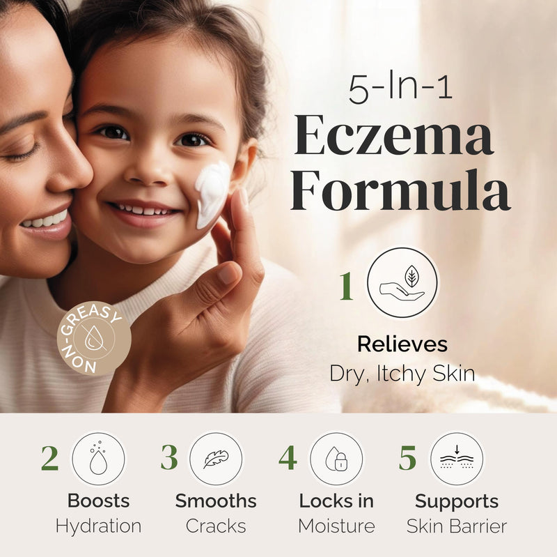 Puriya 5-in-1 Eczema Cream for Kids, Baby, Toddler, Adults, Advanced Colloidal Oatmeal Lotion for Dry, Itchy Skin Relief on Face and Body, Clinically Tested, Intensive Moisturizing Eczema Treatment - BeesActive Australia