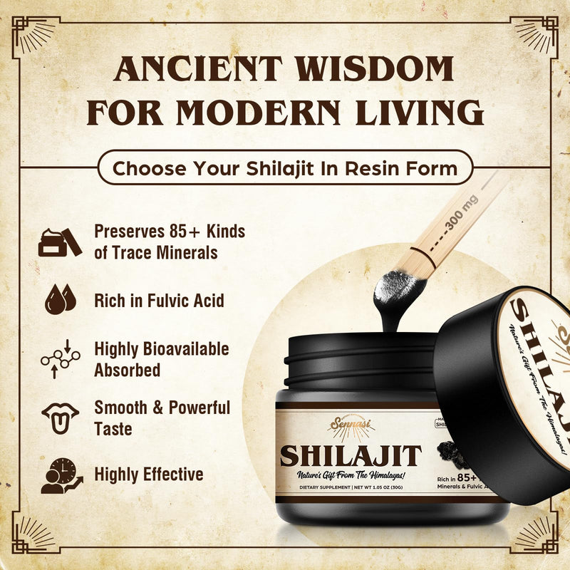 Shilajit Pure Himalayan Organic Shilajit Resin - 600mg Maximum Potency Natural Organic Shilajit Resin with 85+ Trace Minerals & Fulvic acid for Energy, Immune Support, 30 Grams (1 Pack) 50.0 Servings (Pack of 1) - BeesActive Australia