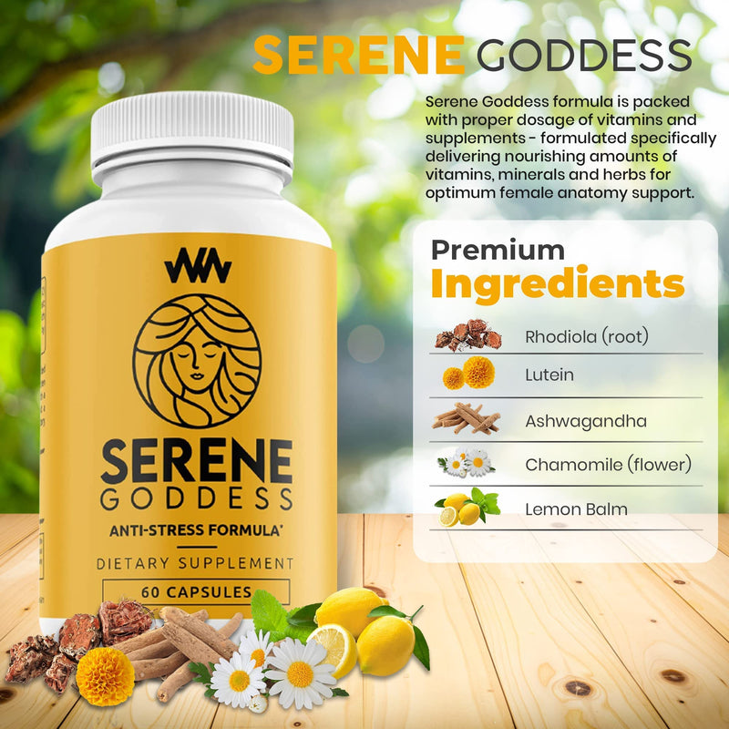 Warped Wellness Womens Supplement That Boosts Mood, Helps Relax The Mind & Body, Relieves Tension & Worries| Magnolia Bark for Female Specific Help| Serene Goddess | Vitamin Helps Boost Mood