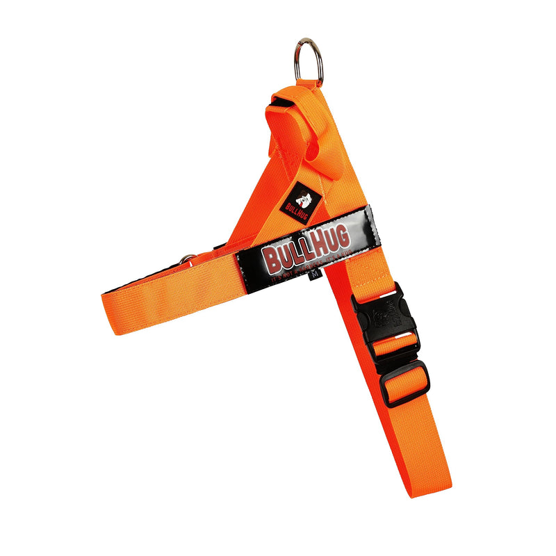 BULLHUG Harness – Made for Larger Chested Dogs Like English Bulldogs, French Bulldogs, Pugs & More. Stops Dogs from Pulling & Choking on Walks (NEON Orange, Medium) NEON ORANGE Medium - (Neck: 16" - 21" Chest: 25" - 30") - BeesActive Australia