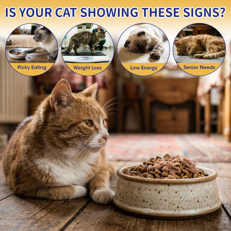 Cat Appetite Stimulant & Weight Gainer - Liquid B12 for Senior & Low Weight Felines - Supports Energy, Recovery, Digestion & Immune Health with L Lysine, Iron, Taurine - Cat Vitamins and Supplements
