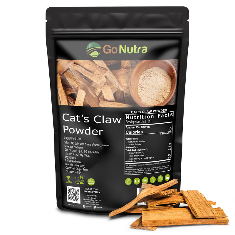 Go Nutra - Cat’s Claw Powder, Pure Cats Claw Herbal Supplement Wildly Harvested from Peru, All Natural UNA de Gato for Water, Tea, Juice, and More, Non-GMO, Gluten-Free, Vegan, 8 oz 8 Ounce (Pack of 1)
