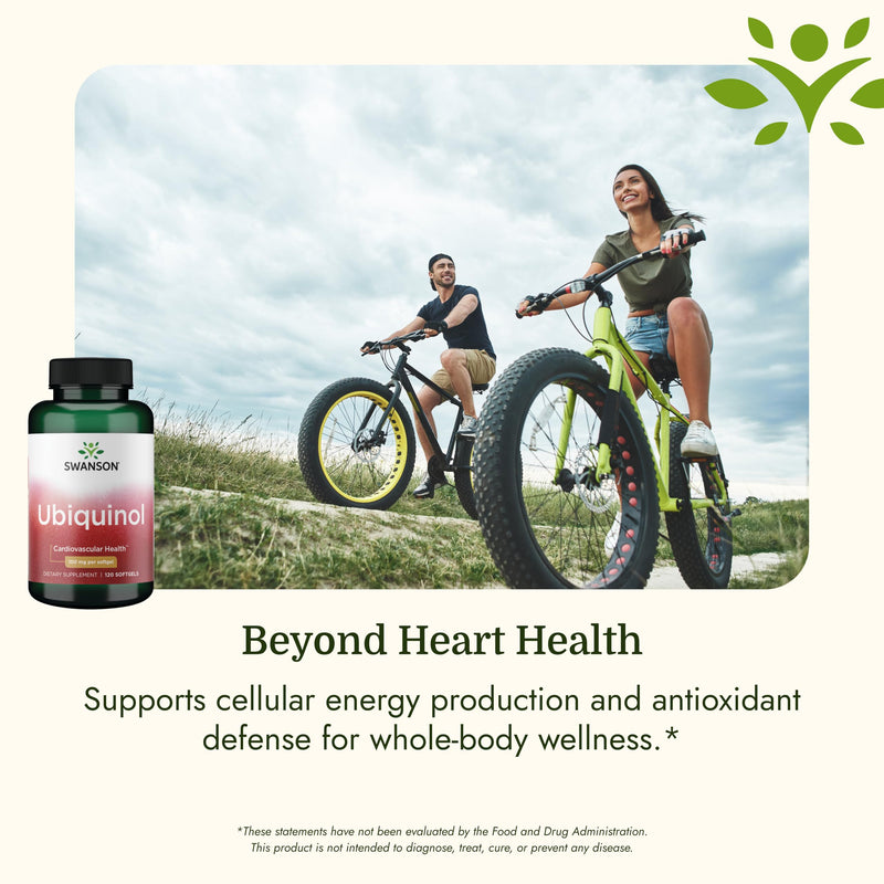 Swanson Ubiquinol CoQ10 Heart Health, 100 mg, 120 Softgels | For Heart Health, Brain Energy and Antioxidant Support, Aids ATP Production, Non-GMO Kaneka-Sourced CoQ10 120 Count (Pack of 1)